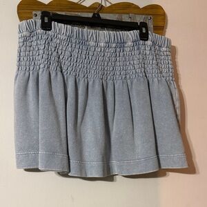 aerie Light Blue Smocked Waist Mini Skirt